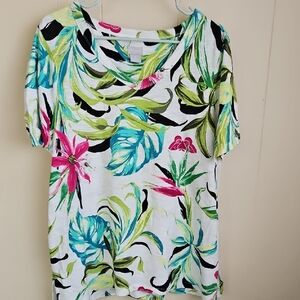 Chico's Vibrant Floral Short Sleeve Tee
